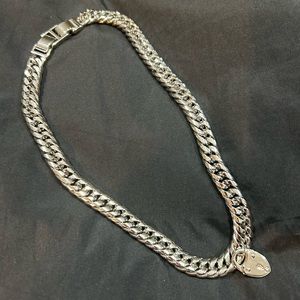 Stella & Dot Silver Heart Lock Necklace